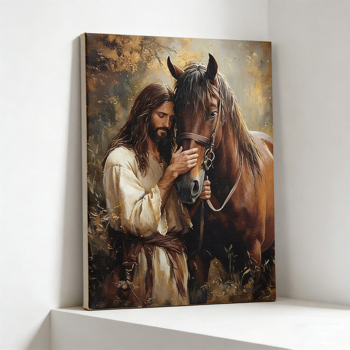 Christianartworkshop Gentle Figure & Horse Wall Art Print: Tender Care for Home Spaces - image 2