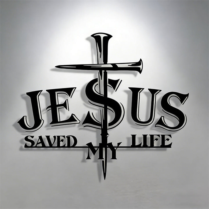 Christianartworkshop JESUS & Cross Saved My Life Metal Wall Decor: Profound Redemption for Home Spaces - image 2