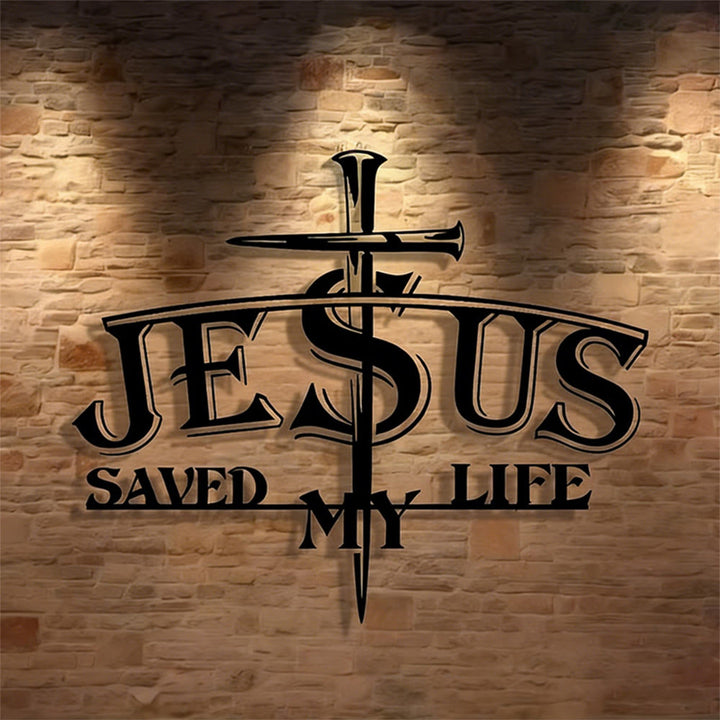Christianartworkshop JESUS & Cross Saved My Life Metal Wall Decor: Profound Redemption for Home Spaces - image 4