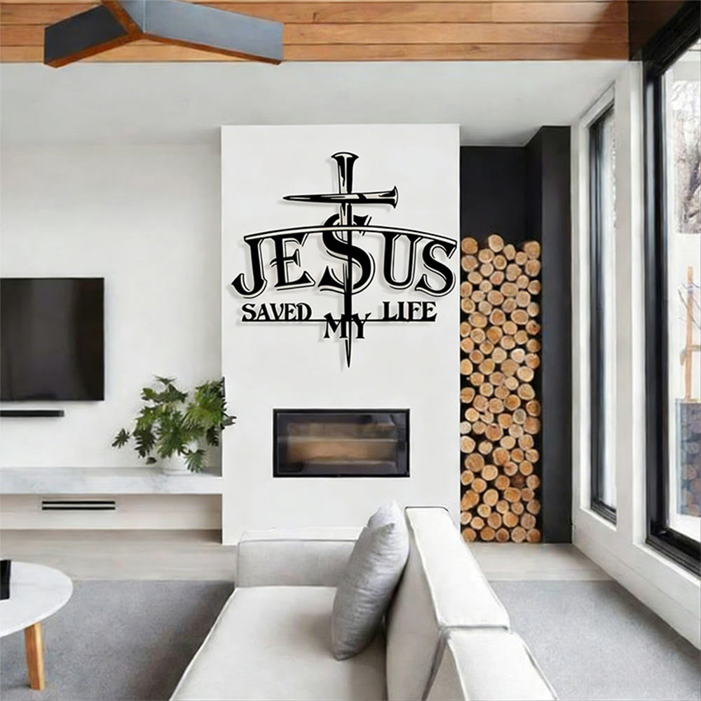 Christianartworkshop JESUS & Cross Saved My Life Metal Wall Decor: Profound Redemption for Home Spaces - image 3