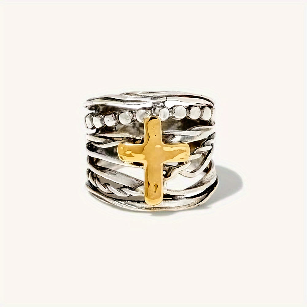 Christianartworkshop Two-Tone Copper Cross Ring: Quiet Reminder of Peace & Grace - AU Size V1/2 (US 11) - image 0