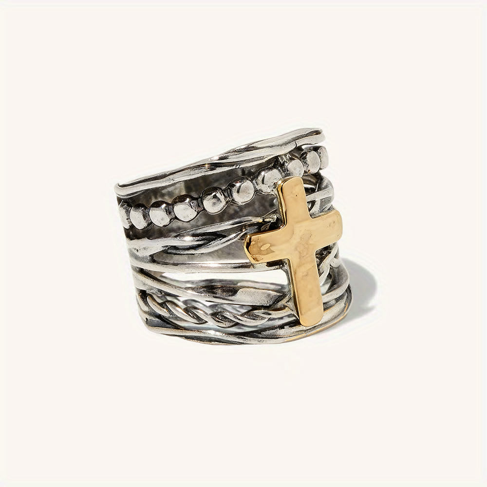Christianartworkshop Two-Tone Copper Cross Ring: Quiet Reminder of Peace & Grace - image 3