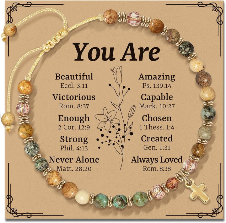 Christianartworkshop Natural Stone & Cross Bracelet with Bible Card Series: Tender Devotion for Special Moments - You Are - Amber - image 7