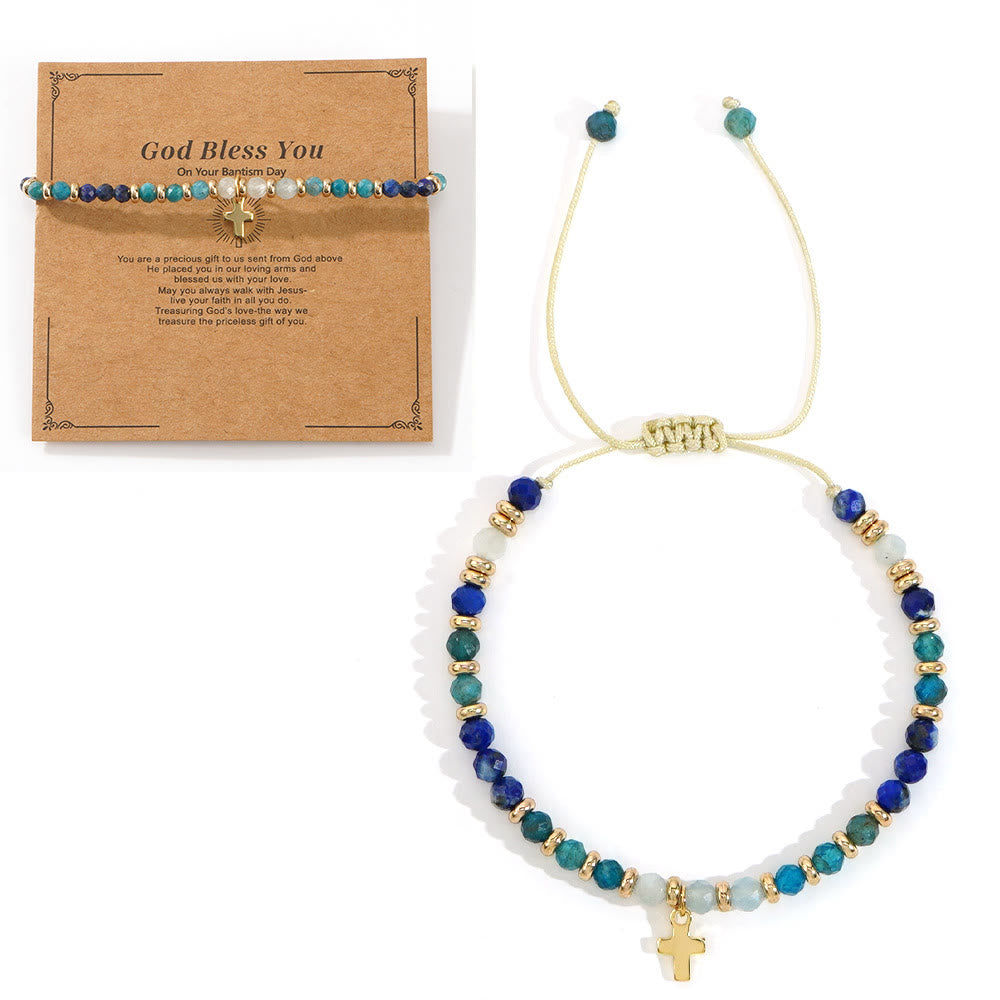 Christianartworkshop Natural Stone & Cross Bracelet with Bible Card Series: Tender Devotion for Special Moments - God Bless You - Blue - image 17