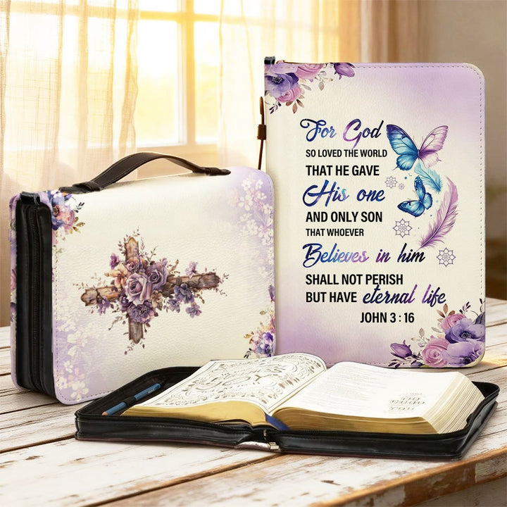 Christianartworkshop John 3:16 Cross Bible Cover: Tender Love for His Word - 2XL - Regular (No Custom) - image 0