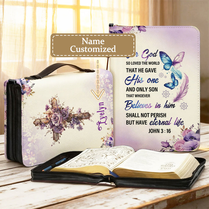 Christianartworkshop John 3:16 Cross Bible Cover: Tender Love for His Word - 2XL - Name Customized - image 11