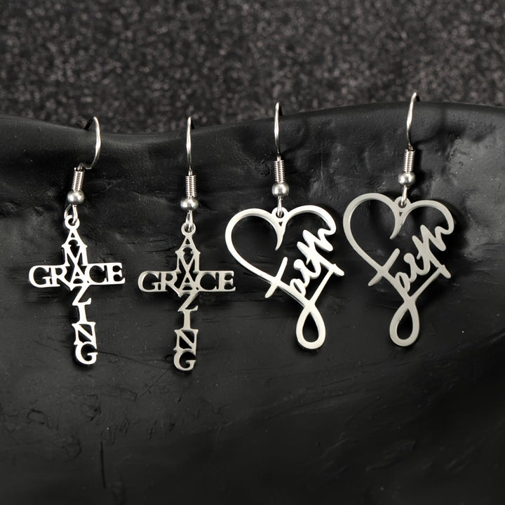 Christianartworkshop Cross & Grace Faith Earring: Delicate Belief for Daily Wear - Heart Faith - Silver - image 0