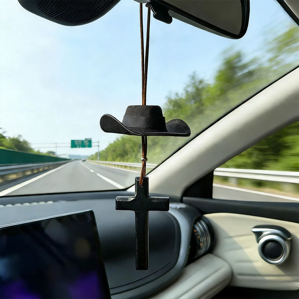 Christianartworkshop Cowboy Hat & Cross Car Pendant: Steadfast Faith for the Open Road - image 10