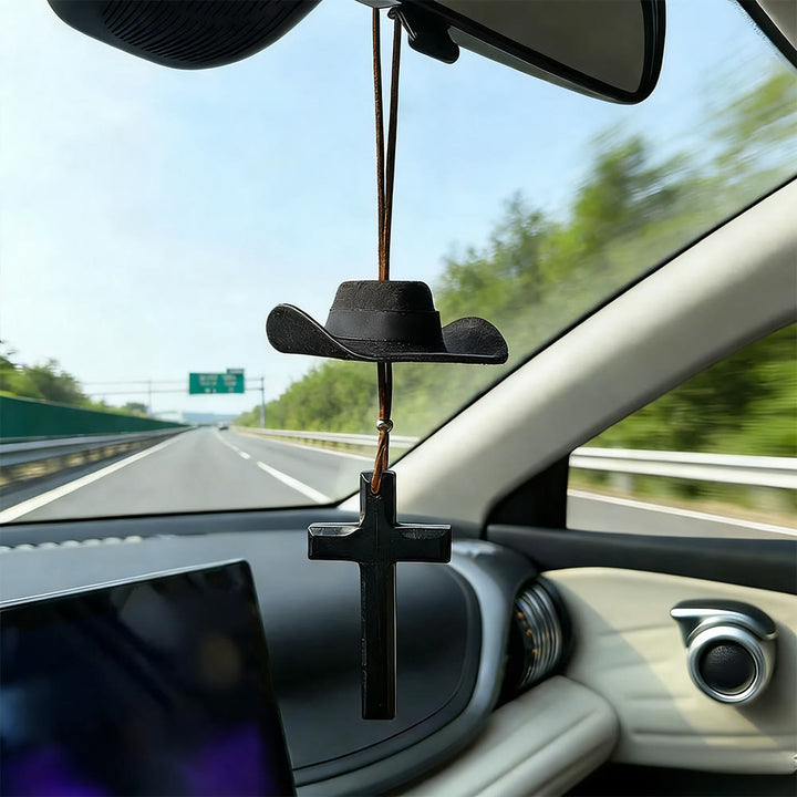 Christianartworkshop Cowboy Hat & Cross Car Pendant: Steadfast Faith for the Open Road - image 10