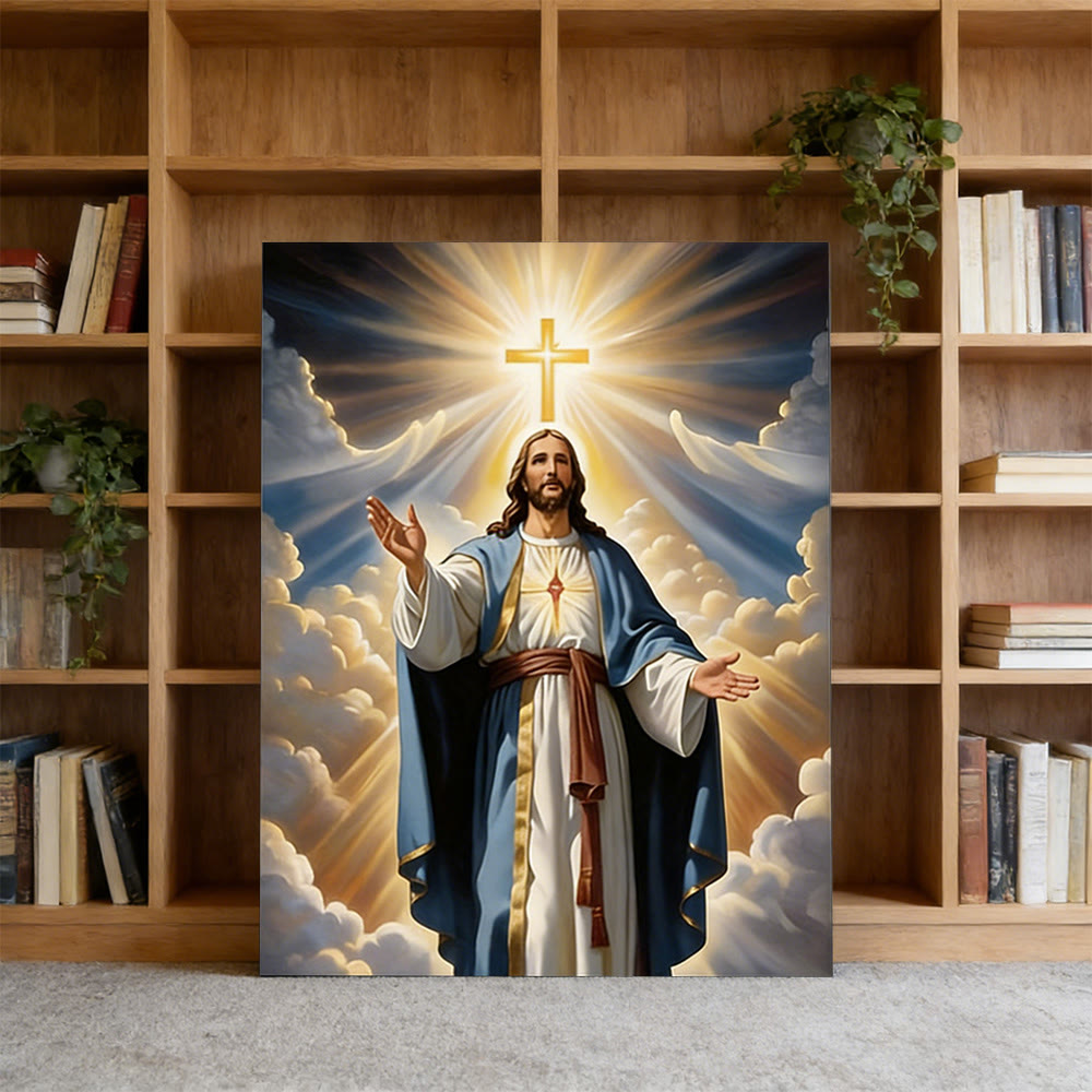 Christianartworkshop Radiant Cross & Jesus Wall Art Print: Luminous Grace for Home Spaces - image 3
