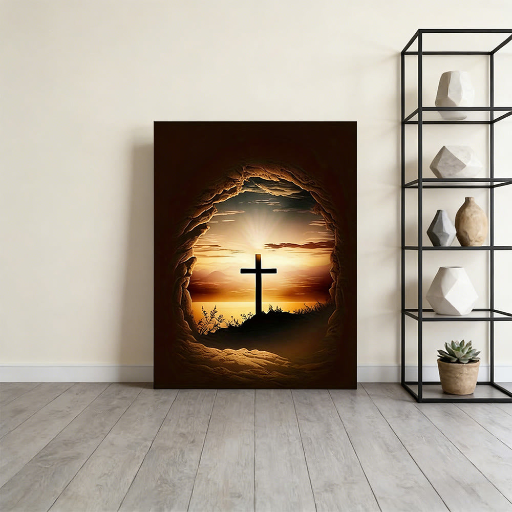Christianartworkshop Empty Stone Frame Cross Wall Art Print: Redemptive Hope for Home Spaces - image 1