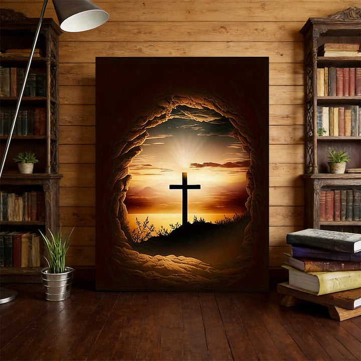 Christianartworkshop Empty Stone Frame Cross Wall Art Print: Redemptive Hope for Home Spaces - image 2