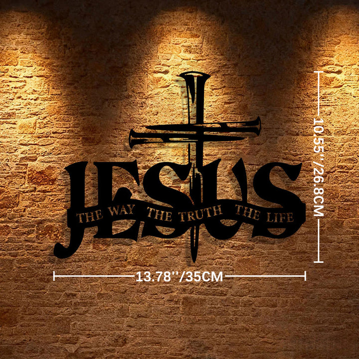 Christianartworkshop Faithful Jesus & Cross Design Metal Wall Decor Home Decoration - 13.78''*10.55''0.04"/35*26.8*0.1cm - Black - image 7