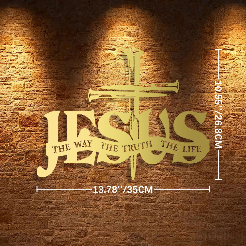 Christianartworkshop Faithful Jesus & Cross Design Metal Wall Decor Home Decoration - 13.78''*10.55''0.04"/35*26.8*0.1cm - Golden - image 18