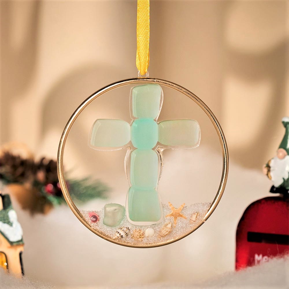 Christianartworkshop Seaglass Faith Series Ornaments: Coastal Devotion & Sacred Storytelling - Cross - image 1