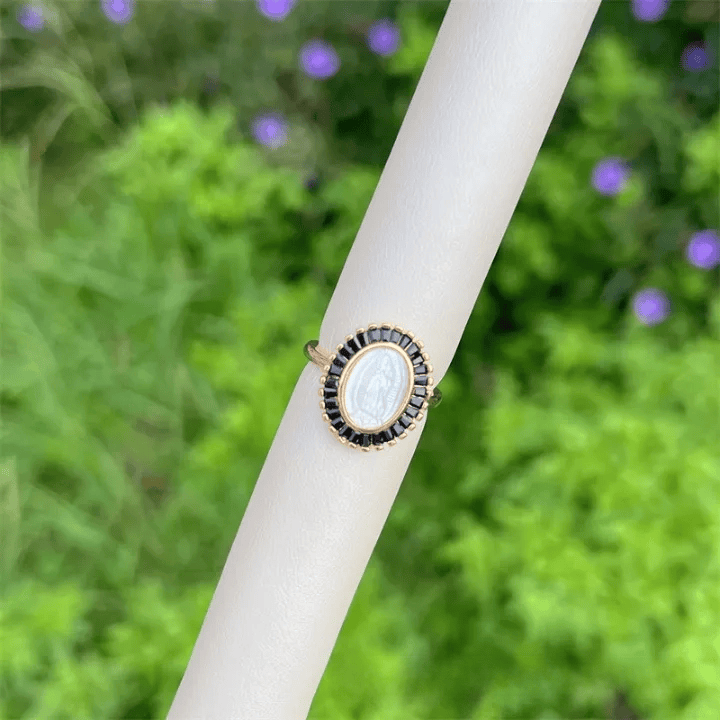 Christianartworkshop Multi-Tone Zircon Our Lady Ring: Soothing Grace for Busy Days - Black(Suitable for AU Size L1/2 - AU Size V1/2) - image 4