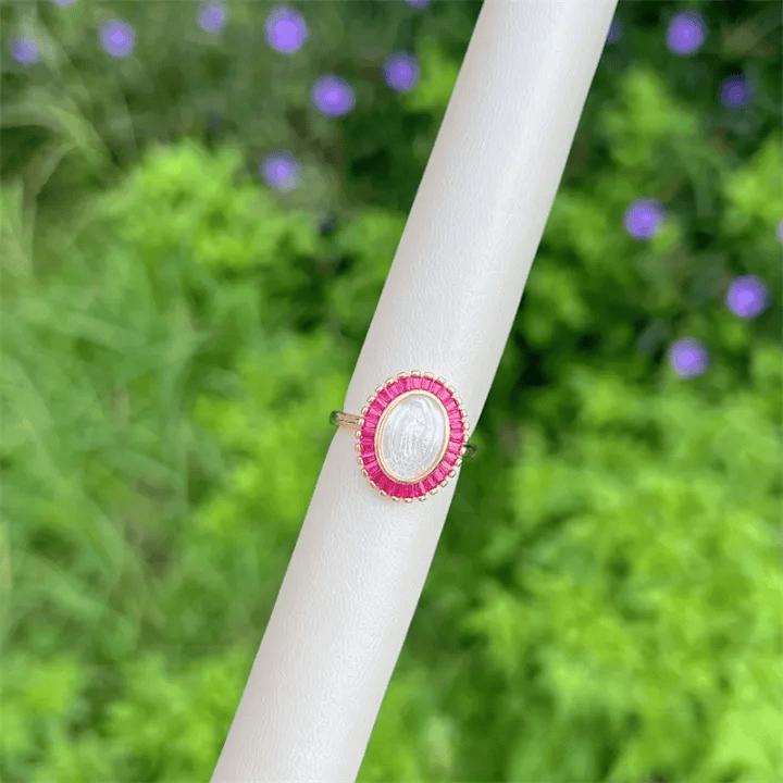 Christianartworkshop Multi-Tone Zircon Our Lady Ring: Soothing Grace for Busy Days - Rose(Suitable for AU Size L1/2 - AU Size V1/2) - image 6