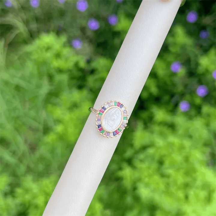 Christianartworkshop Multi-Tone Zircon Our Lady Ring: Soothing Grace for Busy Days - Multicolor(Suitable for AU Size L1/2 - AU Size V1/2) - image 8