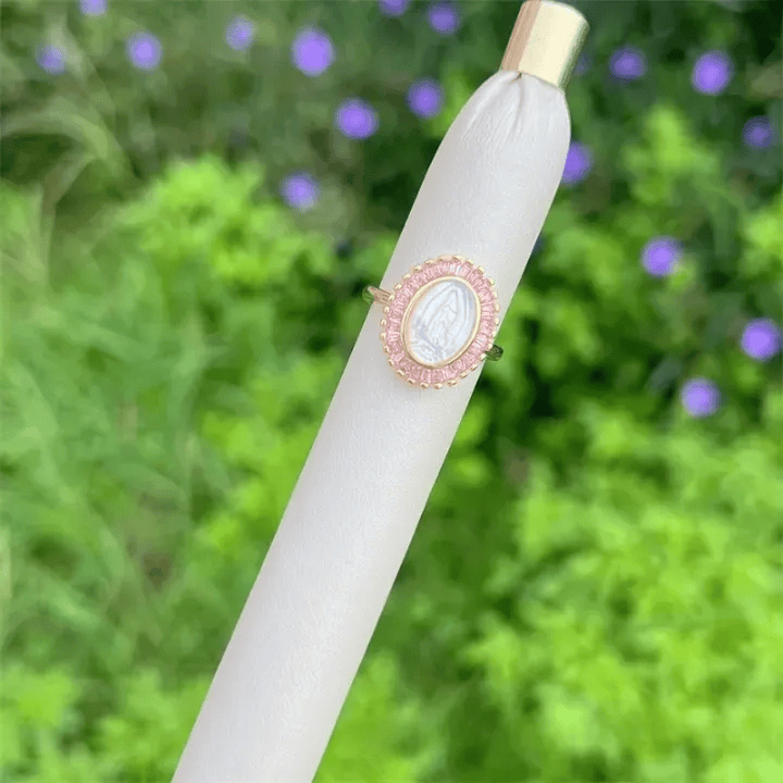 Christianartworkshop Multi-Tone Zircon Our Lady Ring: Soothing Grace for Busy Days - Pink(Suitable for AU Size L1/2 - AU Size V1/2) - image 7