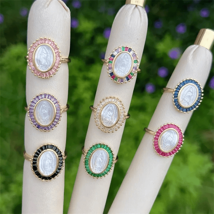 Christianartworkshop Multi-Tone Zircon Our Lady Ring: Soothing Grace for Busy Days - image 0