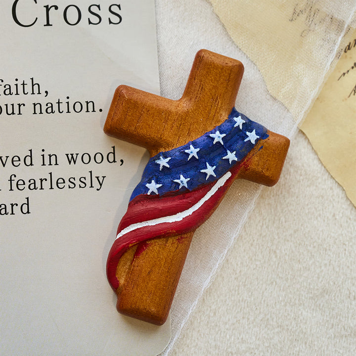 Christianartworkshop American Flag-Adorned Pocket Cross: Steadfast Faith for Daily Carry - image 1