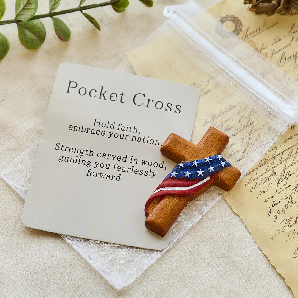 Christianartworkshop American Flag-Adorned Pocket Cross: Steadfast Faith for Daily Carry - image 3