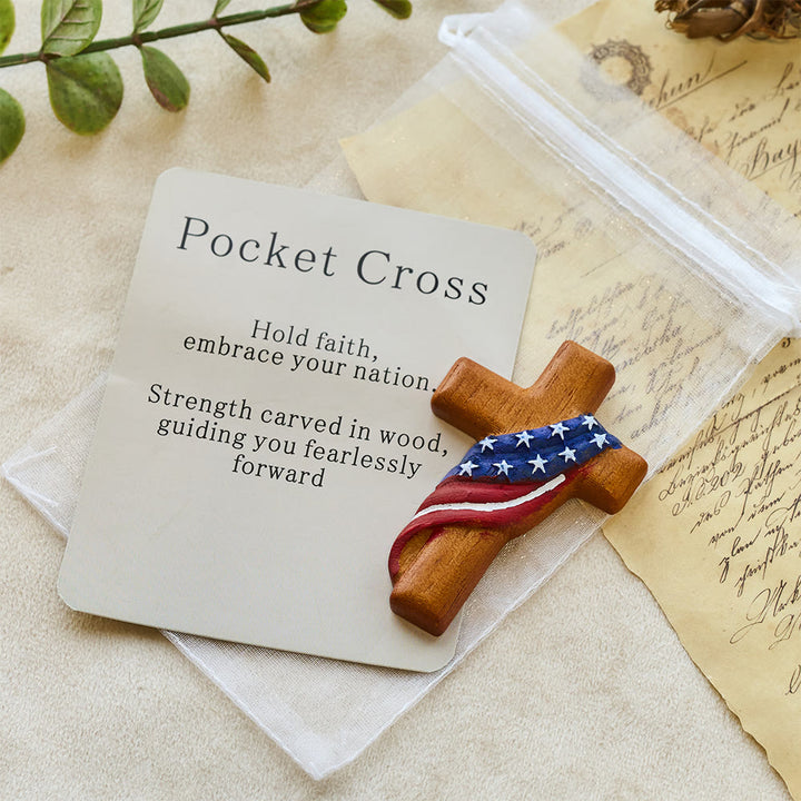 Christianartworkshop American Flag-Adorned Pocket Cross: Steadfast Faith for Daily Carry - image 3