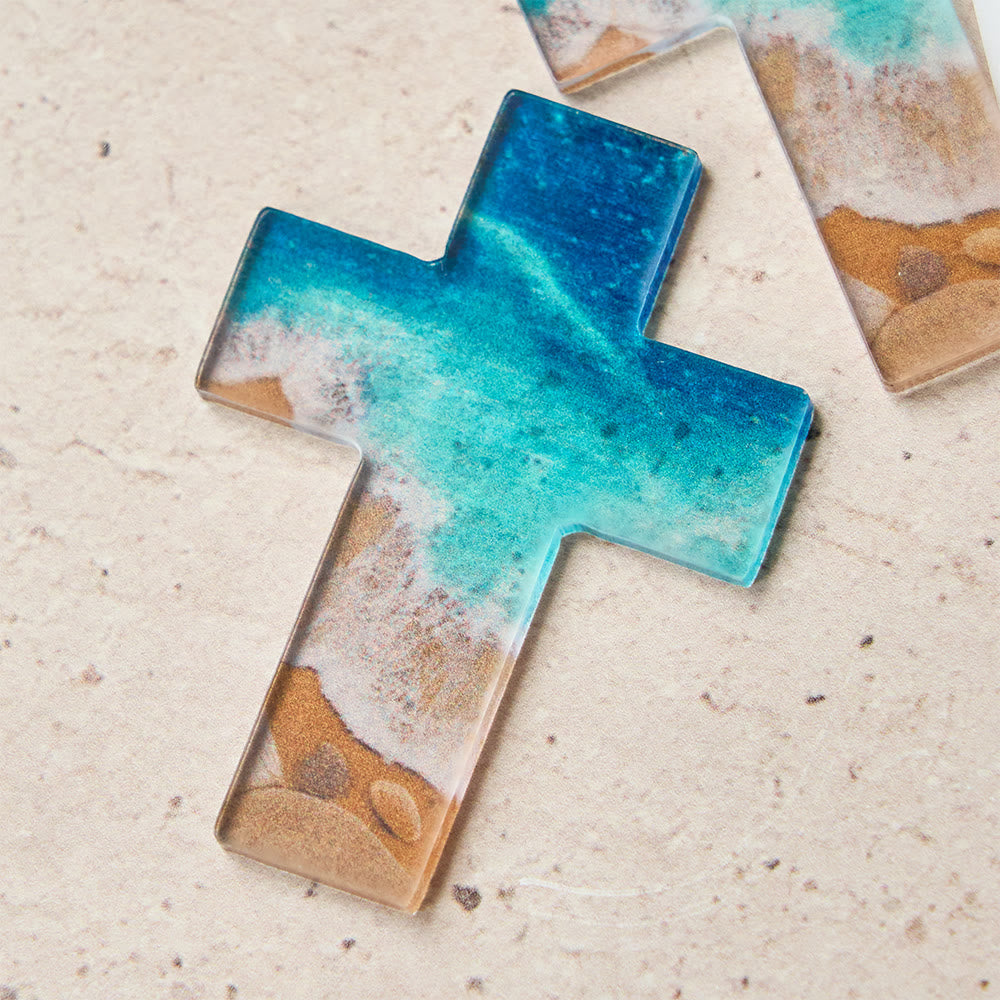 Christianartworkshop Beach-Scene Acrylic Pocket Cross: Gentle Hope for Daily Carry - image 7