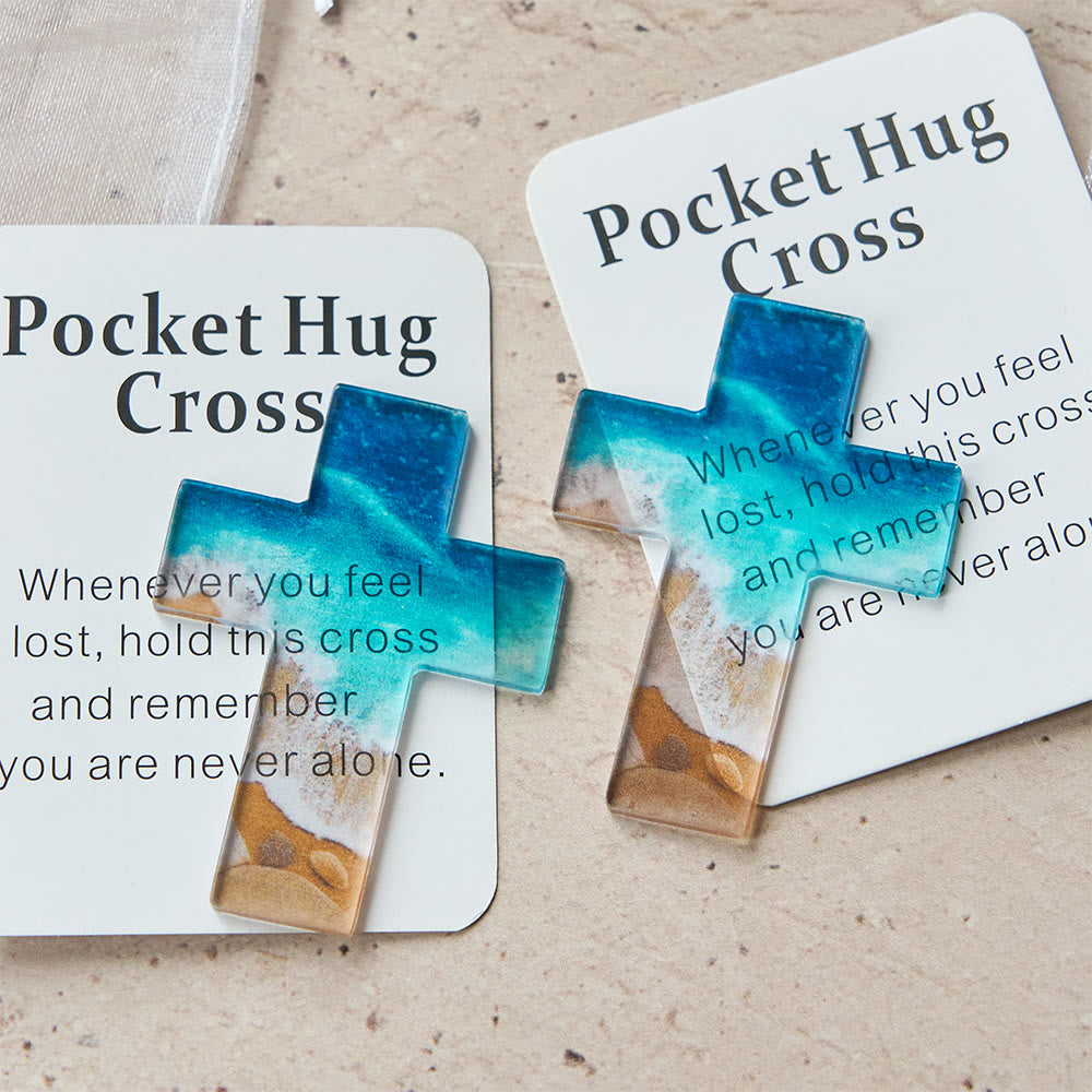 Christianartworkshop Beach-Scene Acrylic Pocket Cross: Gentle Hope for Daily Carry - Beach Scene - image 0