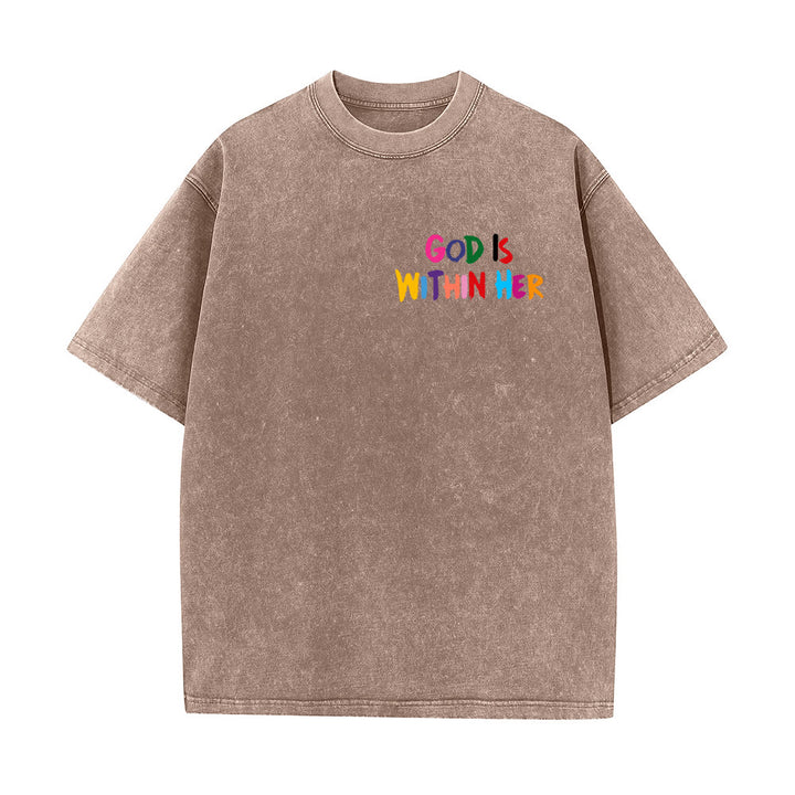 Christianartworkshop God Is Within Her She Will Not Fall Unisex Washed T-shirt - image 14