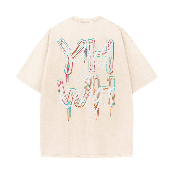 Christianartworkshop King Of Kings Unisex Washed T-shirt - Beige - 4XL - image 2