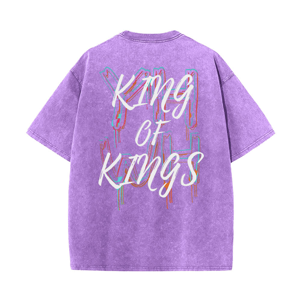 Christianartworkshop King Of Kings Unisex Washed T-shirt - Purple - 4XL - image 8