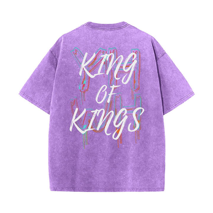 Christianartworkshop King Of Kings Unisex Washed T-shirt - Purple - 4XL - image 8