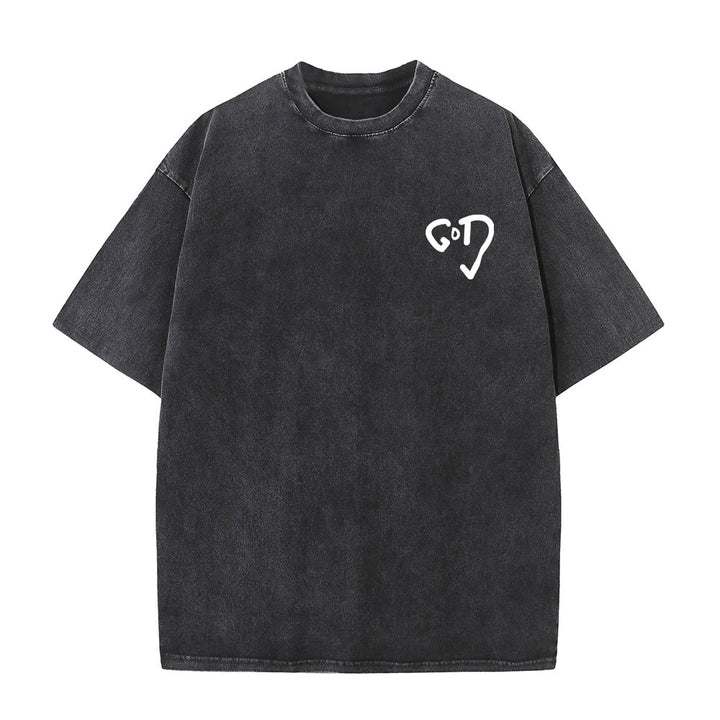 Christianartworkshop God Heart Unisex Washed T-shirt - image 5