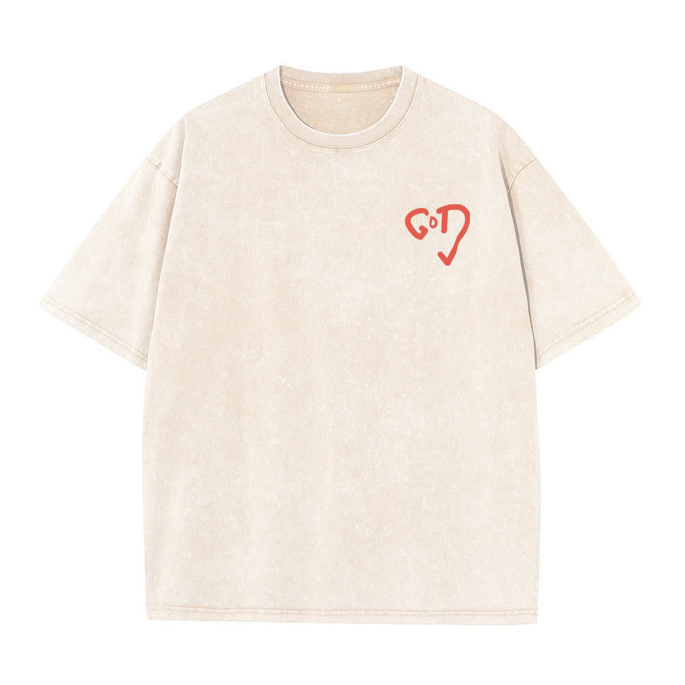 Christianartworkshop God Heart Unisex Washed T-shirt - image 3
