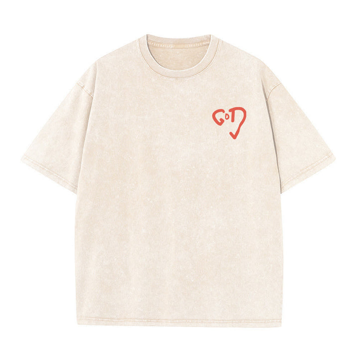 Christianartworkshop God Heart Unisex Washed T-shirt - image 3