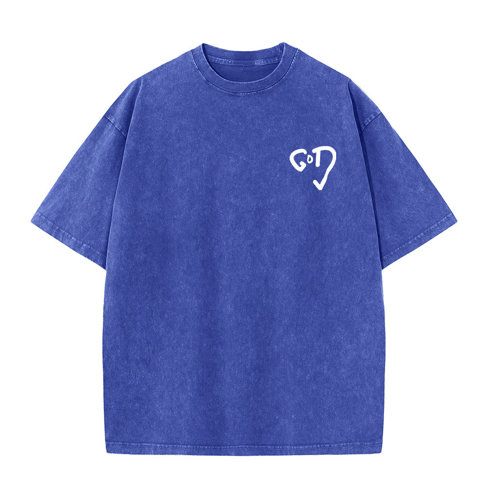 Christianartworkshop God Heart Unisex Washed T-shirt - image 7