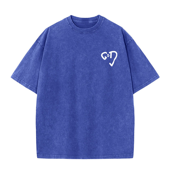 Christianartworkshop God Heart Unisex Washed T-shirt - image 7