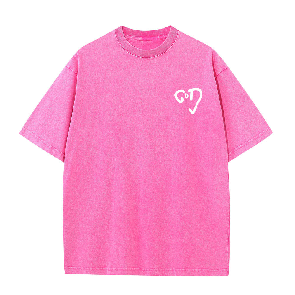Christianartworkshop God Heart Unisex Washed T-shirt - image 9
