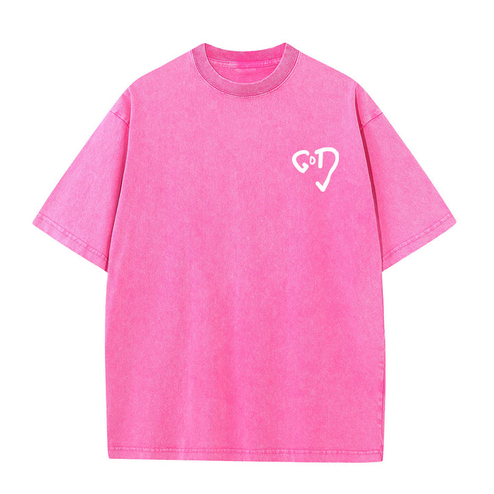 Christianartworkshop God Heart Unisex Washed T-shirt - image 9
