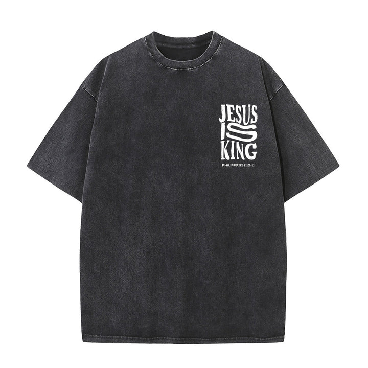 Christianartworkshop Jesus Is King Graphic Unisex Washed T-Shirt - image 4