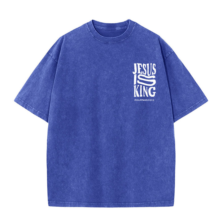 Christianartworkshop Jesus Is King Graphic Unisex Washed T-Shirt - image 9