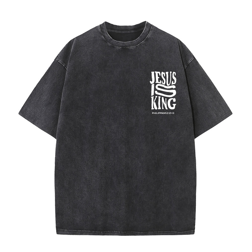 Christianartworkshop Jesus Is King Graphic Unisex Washed T-Shirt - image 3