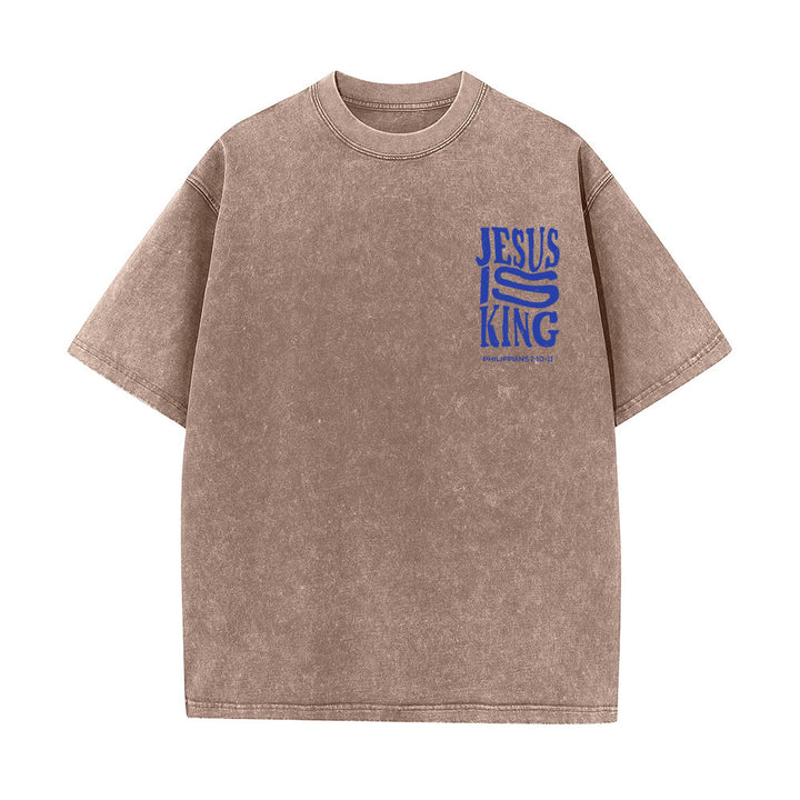 Christianartworkshop Jesus Is King Graphic Unisex Washed T-Shirt - image 7