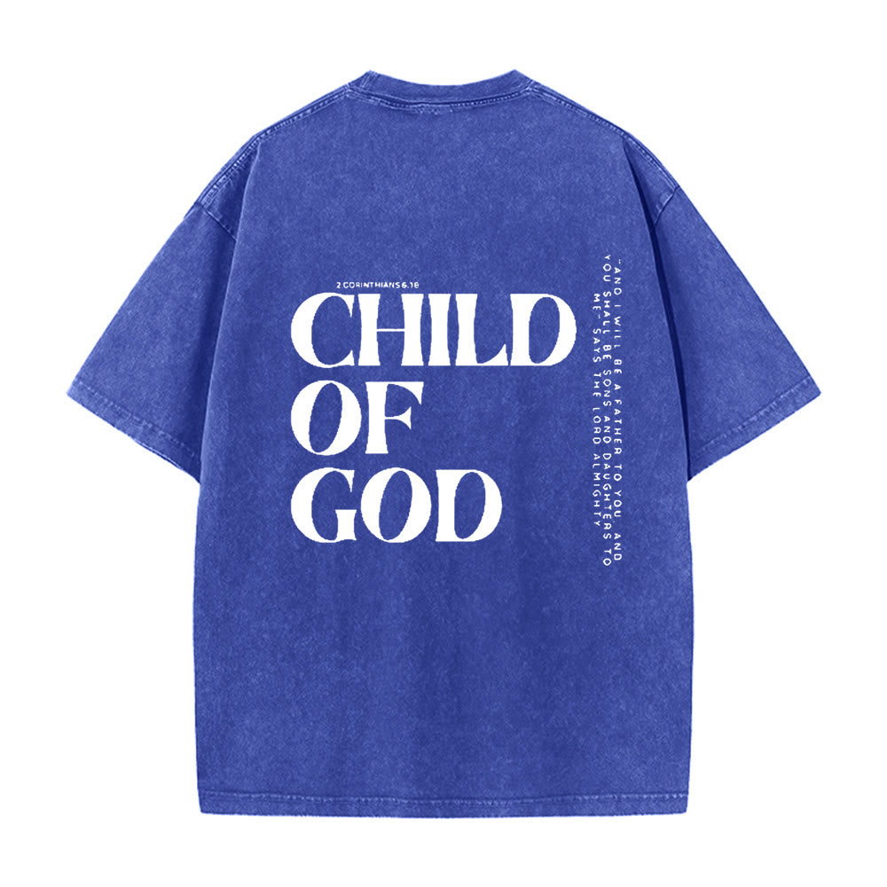 Christianartworkshop Child of God Graphic Unisex Washed T-Shirt - Blue - 5XL - image 8
