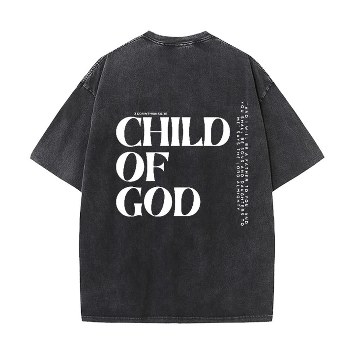 Christianartworkshop Child of God Graphic Unisex Washed T-Shirt - Black - 5XL - image 2