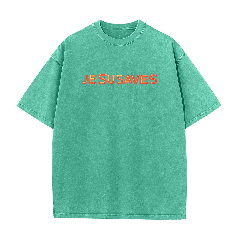 Christianartworkshop Jesus Saves Cross Graphic Unisex Washed T-Shirt - image 13