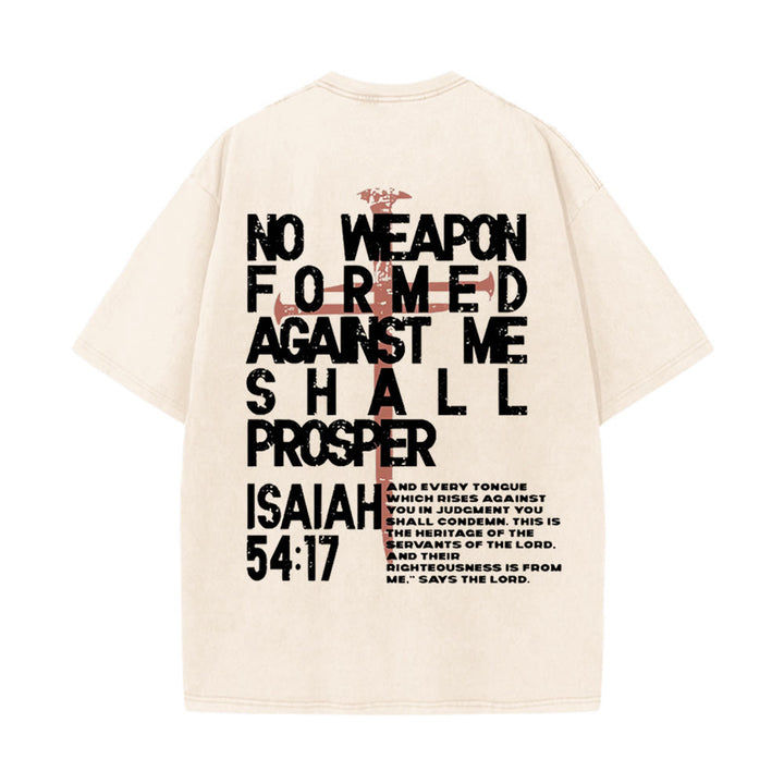 Christianartworkshop No Weapon Formed Against Me Graphic Unisex Washed T-Shirt - Beige - 5XL - image 3