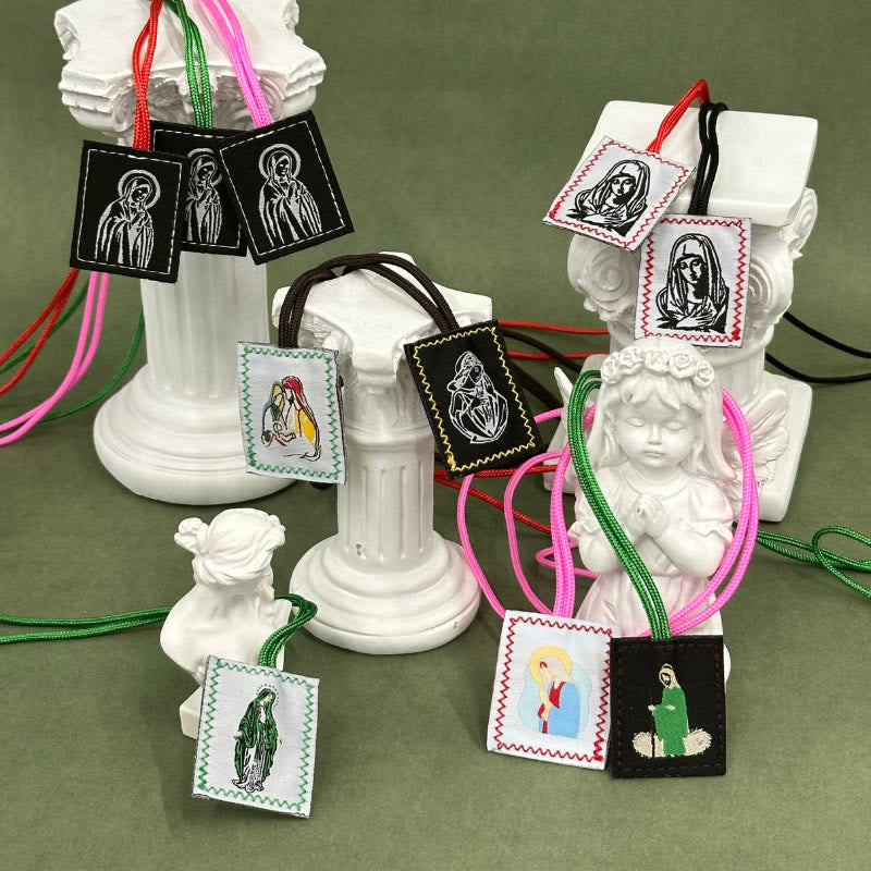 Christianartworkshop Sacred Jesus & Our Lady Scapular: Tender Reminder of Her Care - image 0