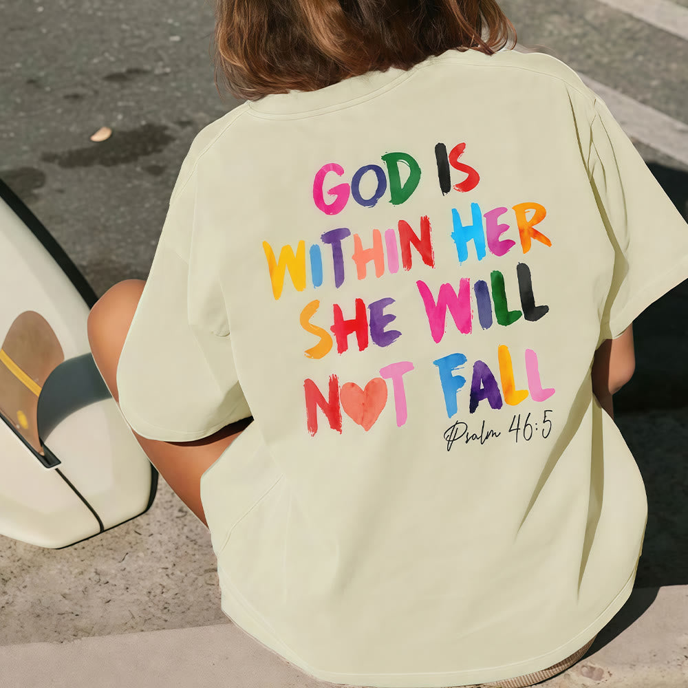 Christianartworkshop God Is Within Her She Will Not Fall Unisex Washed T-shirt - image 3